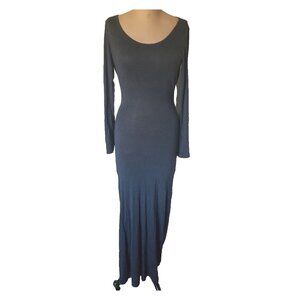 Sparkle & Fade maxi gray bodycon stretch cut out back waterfall pencil dress S